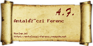 Antalóczi Ferenc névjegykártya